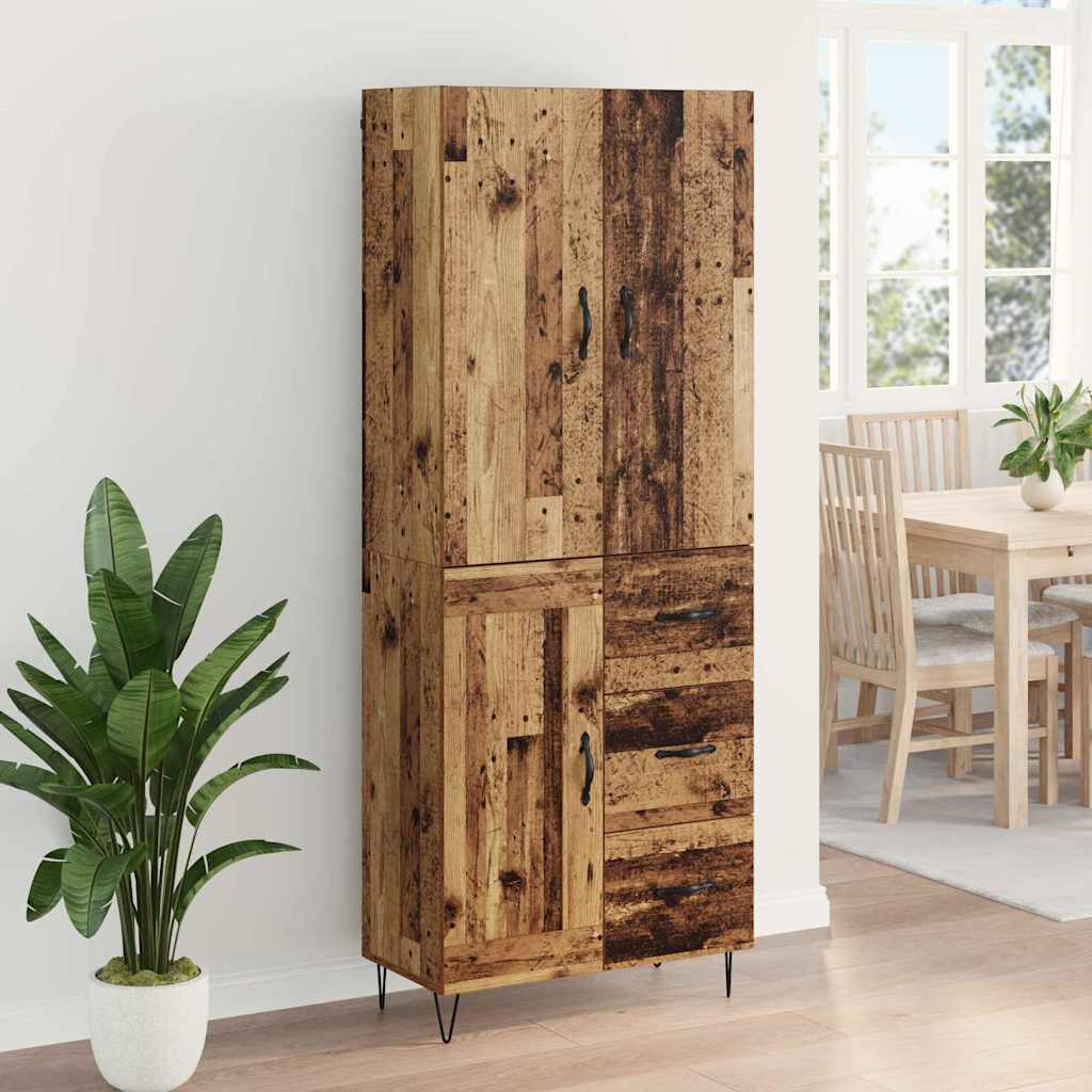 Hoge kast met lade 2 pcs Oudhout Bewerkt hout is nu te koop bij PeponiXL, paradijselijk wonen!