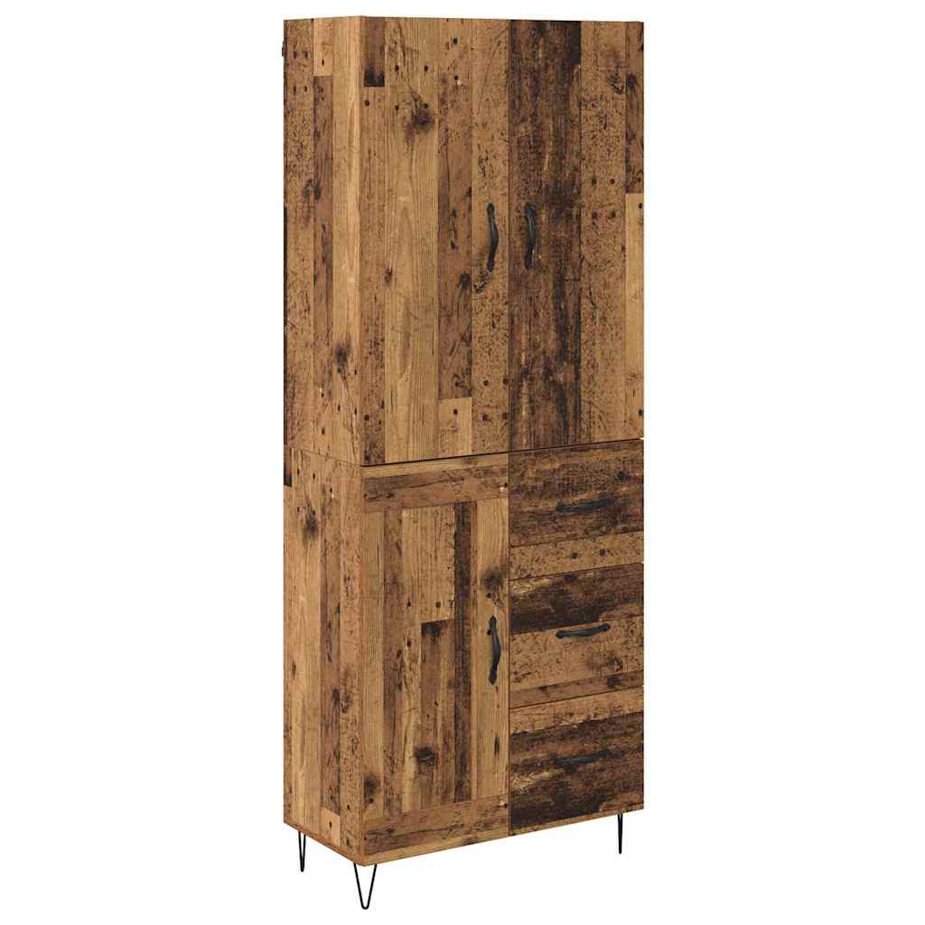 Hoge kast met lade 2 pcs Oudhout Bewerkt hout is nu te koop bij PeponiXL, paradijselijk wonen!