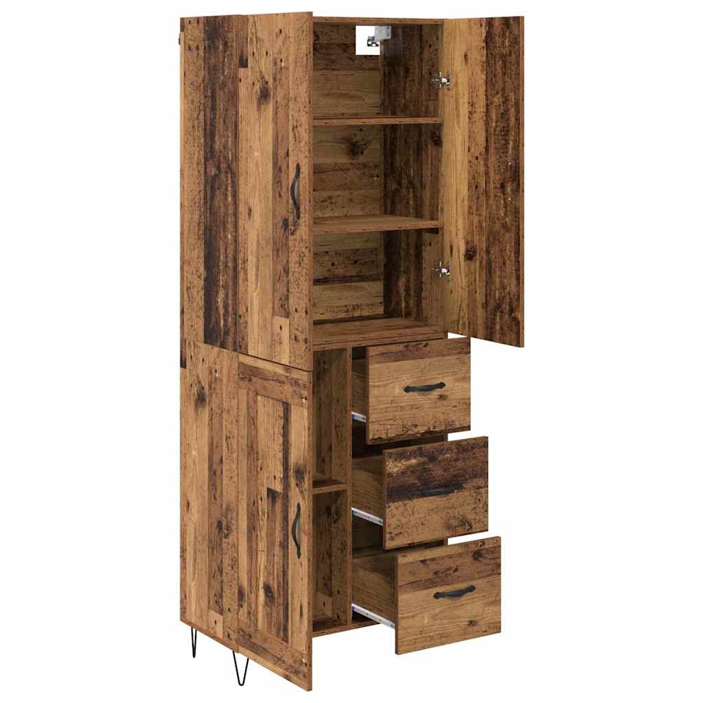 Hoge kast met lade 2 pcs Oudhout Bewerkt hout is nu te koop bij PeponiXL, paradijselijk wonen!