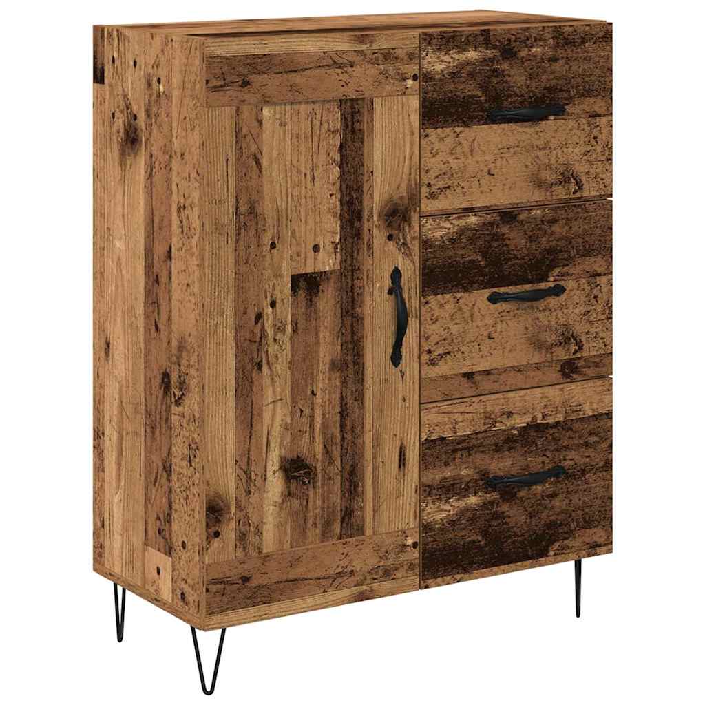 Hoge kast met lade 2 pcs Oudhout Bewerkt hout is nu te koop bij PeponiXL, paradijselijk wonen!