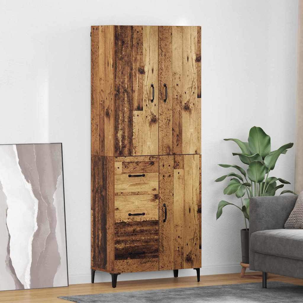 Highboard met lade Oud Hout 69,5 x 34 x 180 cm Bewerkt hout is nu te koop bij PeponiXL, paradijselijk wonen!