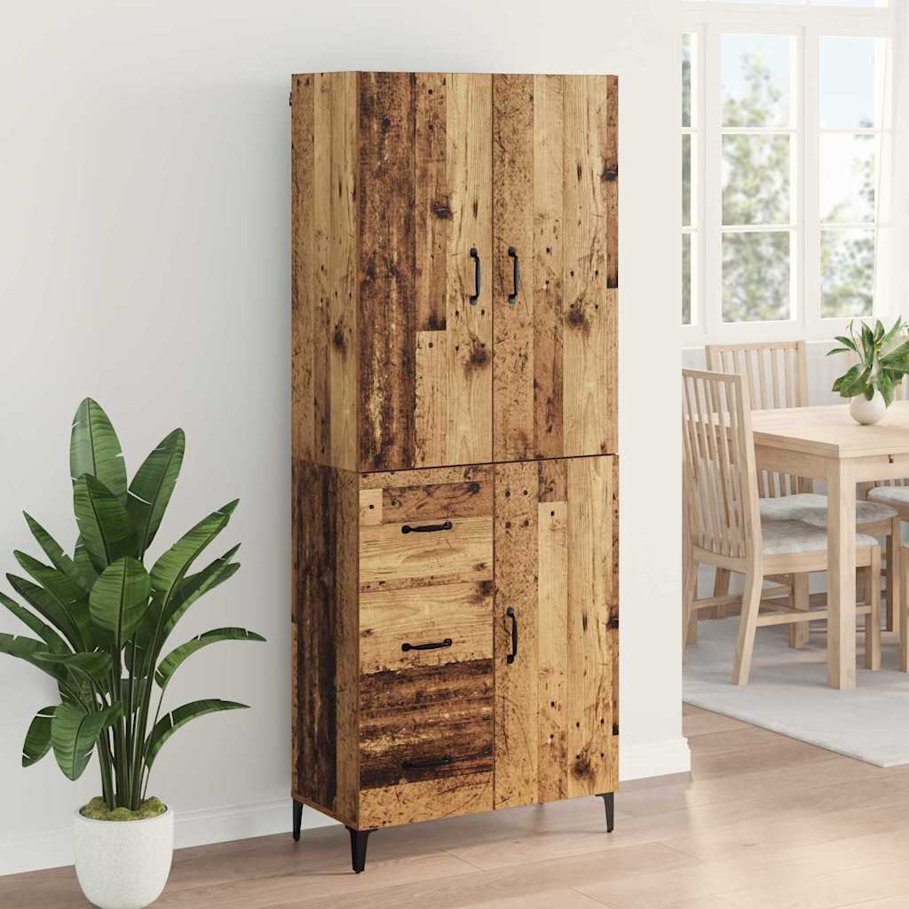 Highboard met lade Oud Hout 69,5 x 34 x 180 cm Bewerkt hout is nu te koop bij PeponiXL, paradijselijk wonen!