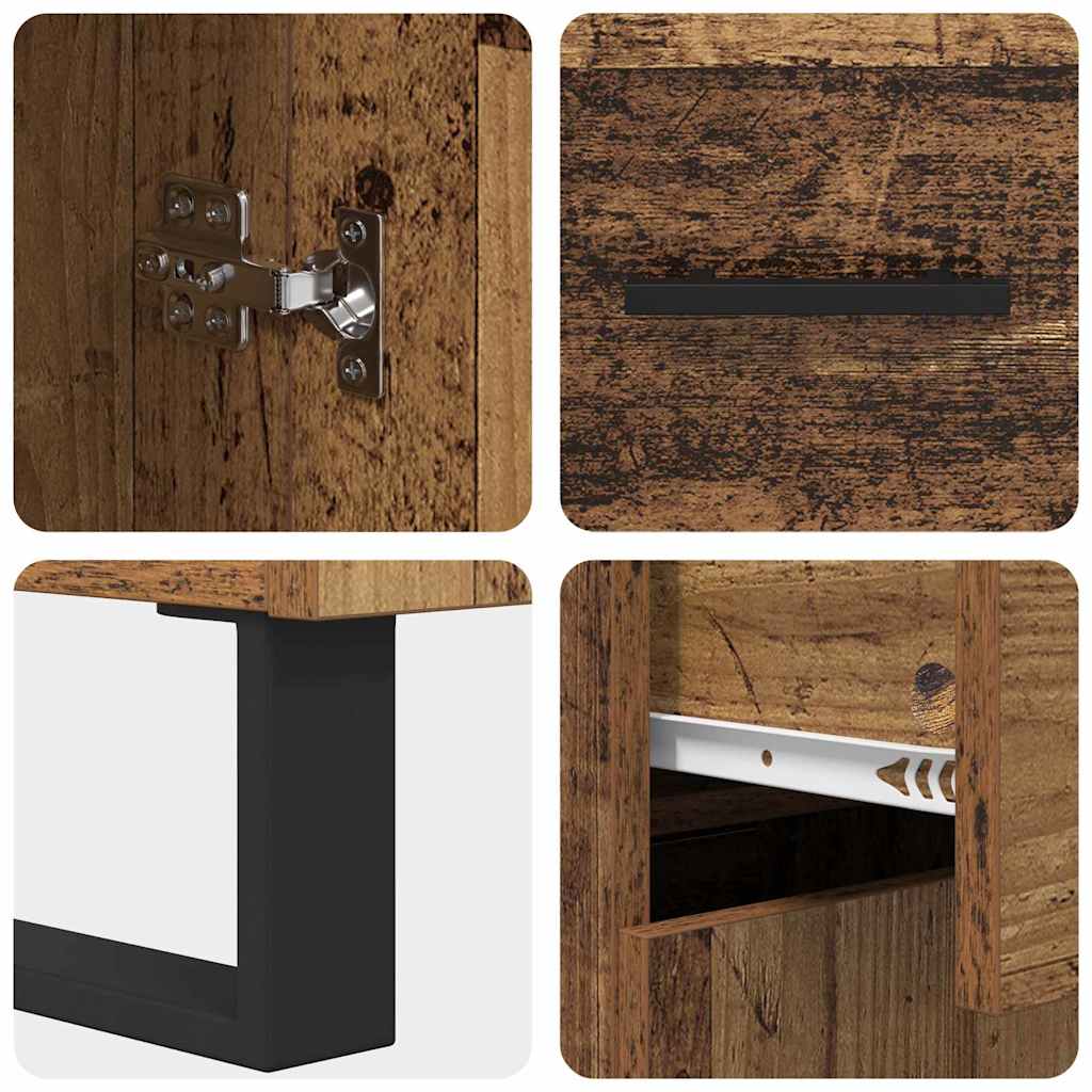 Hoge kast met lade 2 pcs Oud Hout Bewerkt hout is nu te koop bij PeponiXL, paradijselijk wonen!