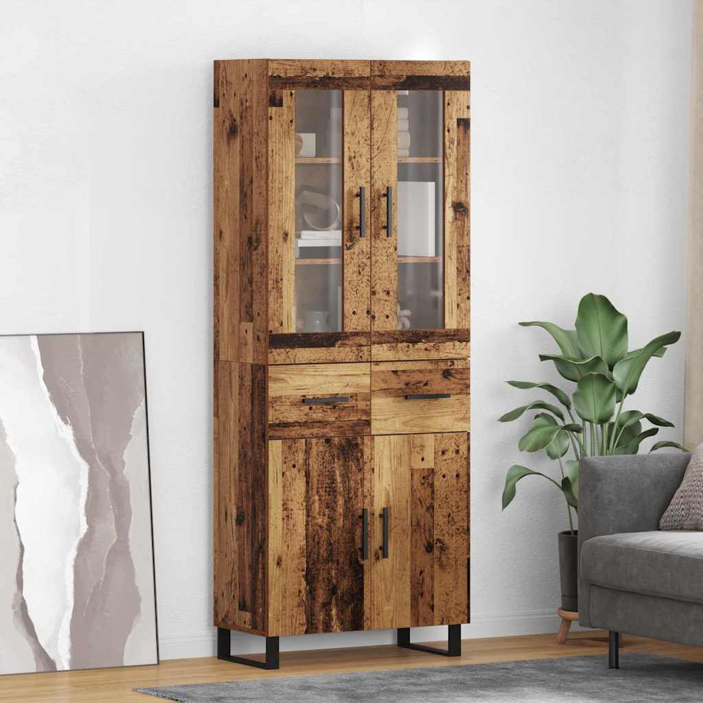 Hoge kast met lade 2 pcs Oud Hout Bewerkt hout is nu te koop bij PeponiXL, paradijselijk wonen!