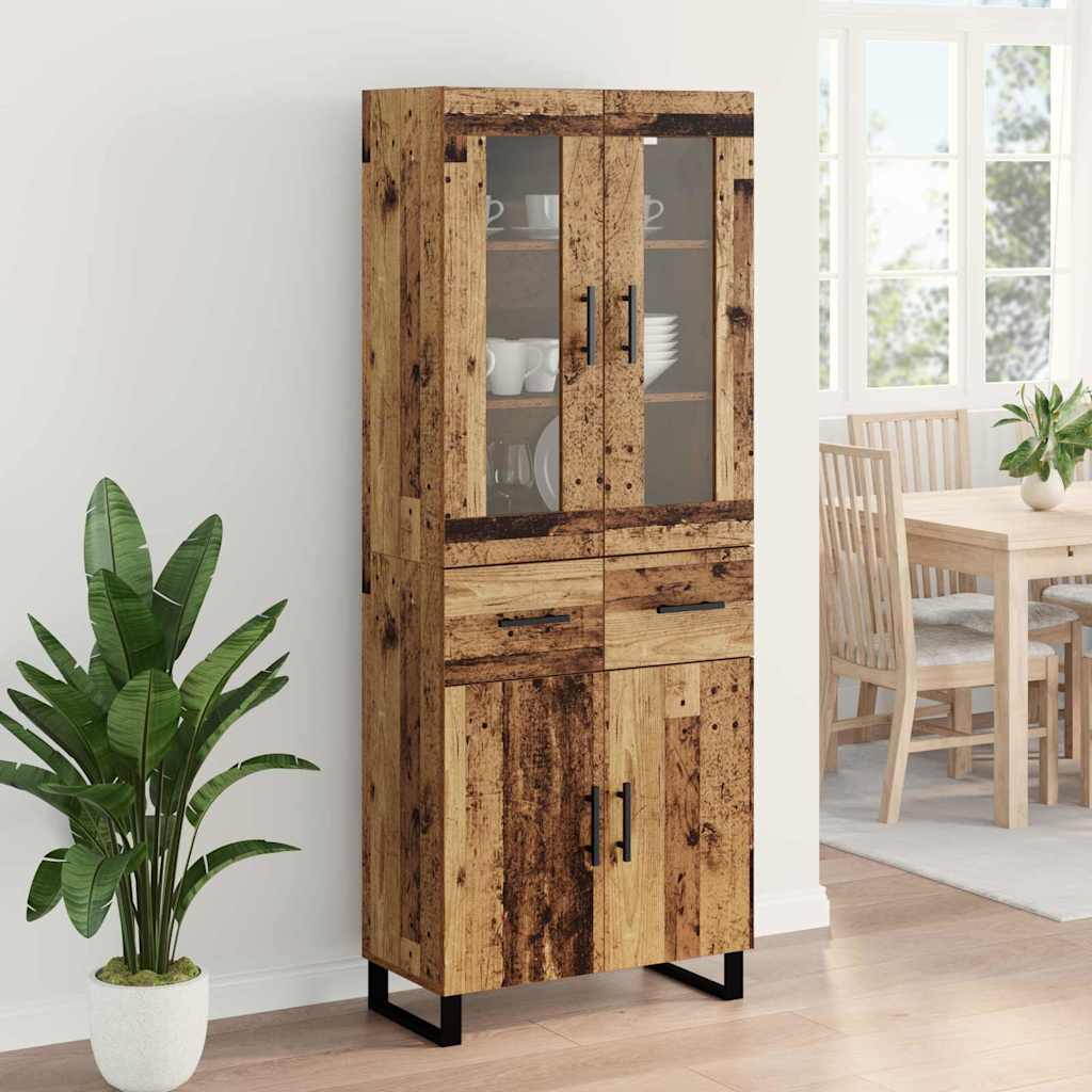 Hoge kast met lade 2 pcs Oud Hout Bewerkt hout is nu te koop bij PeponiXL, paradijselijk wonen!