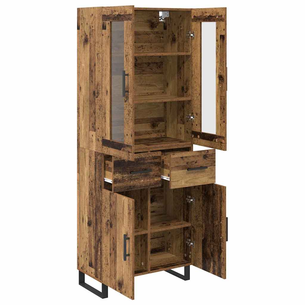 Hoge kast met lade 2 pcs Oud Hout Bewerkt hout is nu te koop bij PeponiXL, paradijselijk wonen!