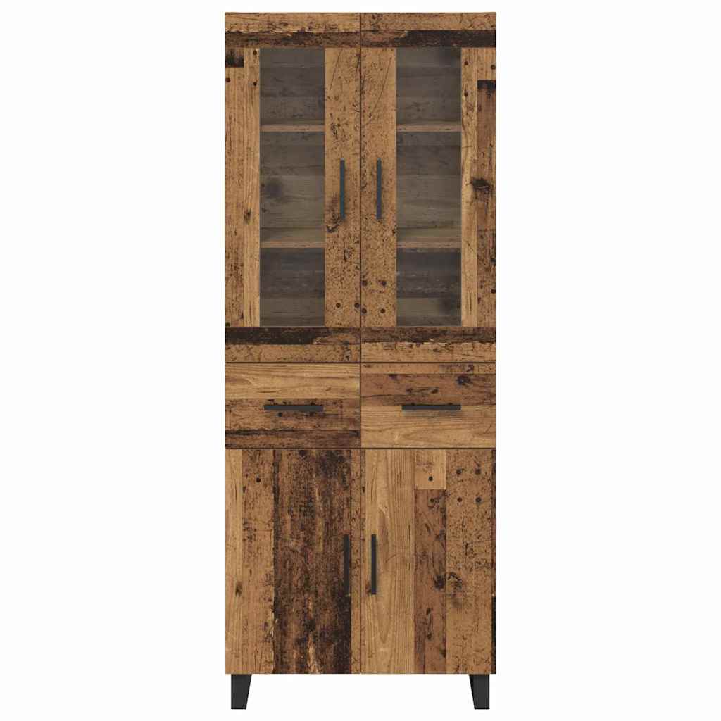 Hoge kast met lade 2 pcs Oud Hout Bewerkt hout is nu te koop bij PeponiXL, paradijselijk wonen!