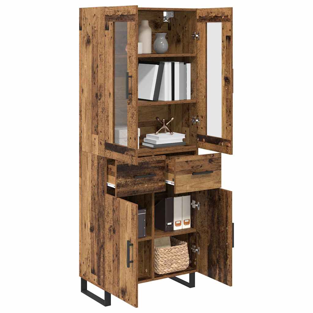 Hoge kast met lade 2 pcs Oud Hout Bewerkt hout is nu te koop bij PeponiXL, paradijselijk wonen!
