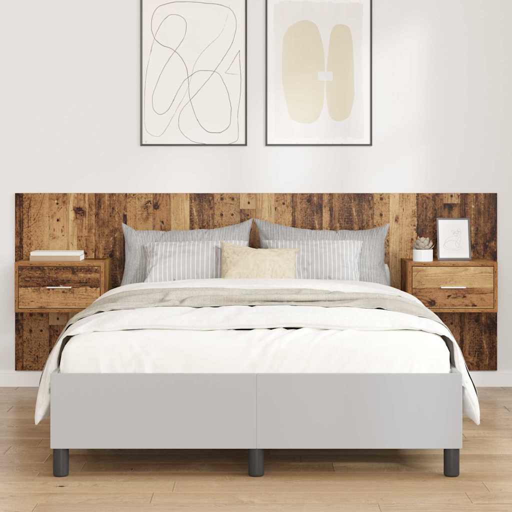 Hoofdbord Met Kast met lade 3 pcs Oud Hout Bewerkt hout is nu te koop bij PeponiXL, paradijselijk wonen!