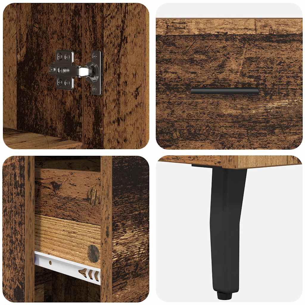 Hoge kast met lade 2 pcs Oud Hout Geengineerd Hout en Glas is nu te koop bij PeponiXL, paradijselijk wonen!