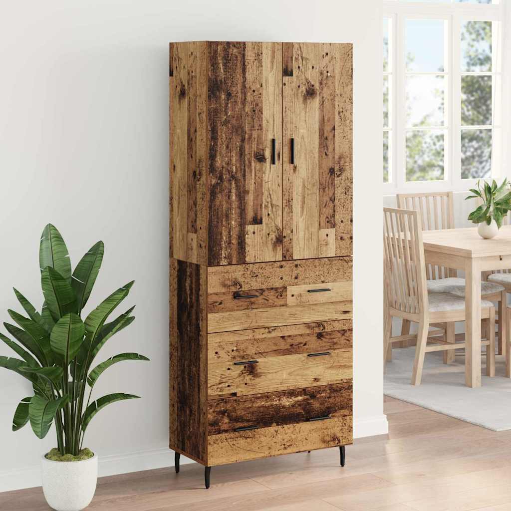 Hoge kast met lade 2 pcs Oud Hout Geengineerd Hout en Glas is nu te koop bij PeponiXL, paradijselijk wonen!