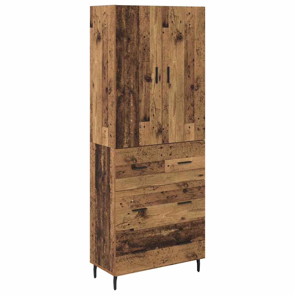 Hoge kast met lade 2 pcs Oud Hout Geengineerd Hout en Glas is nu te koop bij PeponiXL, paradijselijk wonen!