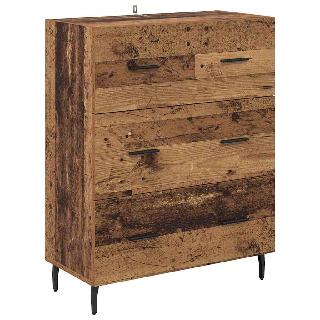 Hoge kast met lade 2 pcs Oud Hout Geengineerd Hout en Glas is nu te koop bij PeponiXL, paradijselijk wonen!