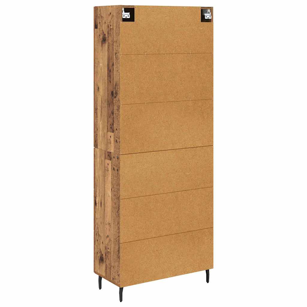 Hoge kast met lade 2 pcs Oud Hout Geengineerd Hout en Glas is nu te koop bij PeponiXL, paradijselijk wonen!