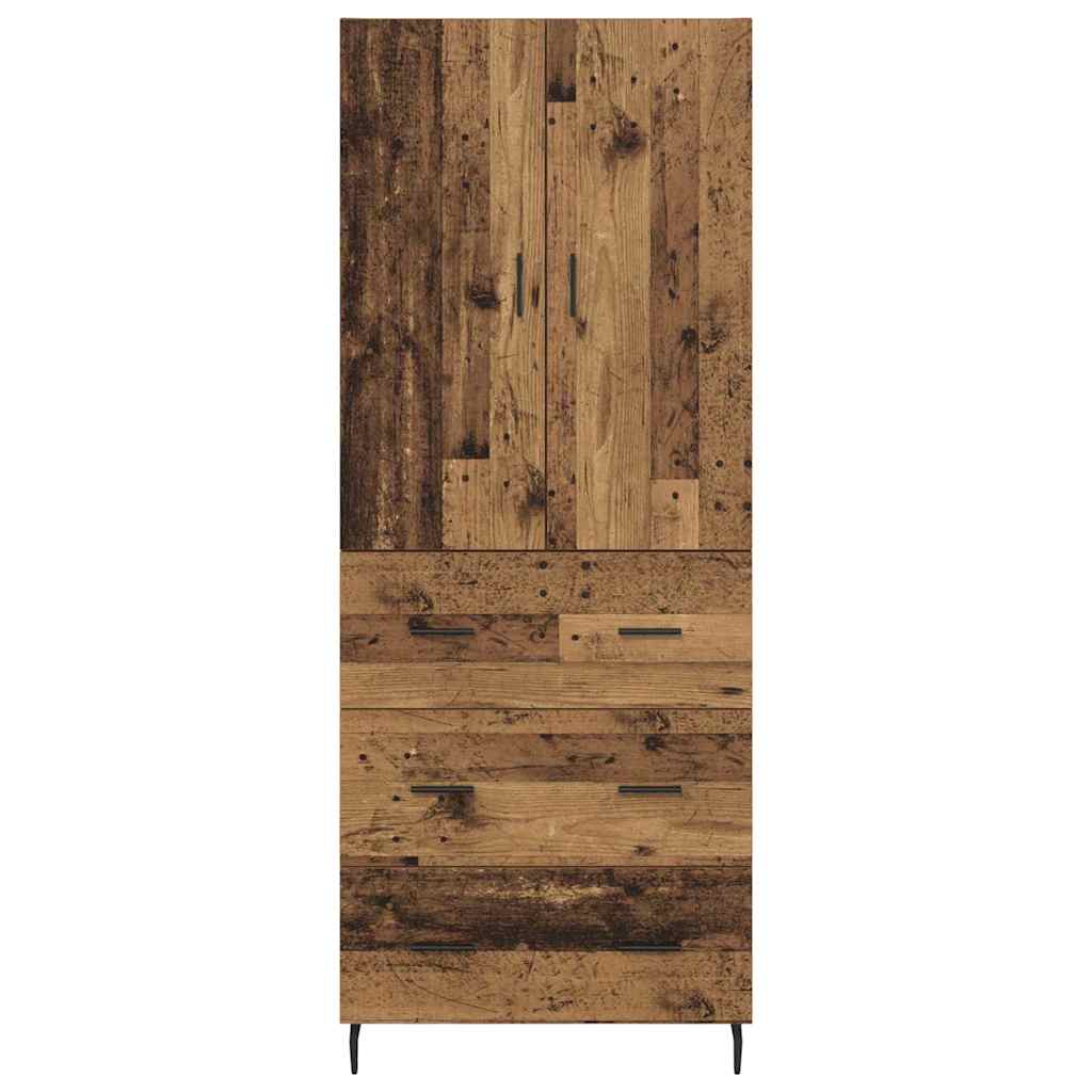 Hoge kast met lade 2 pcs Oud Hout Geengineerd Hout en Glas is nu te koop bij PeponiXL, paradijselijk wonen!