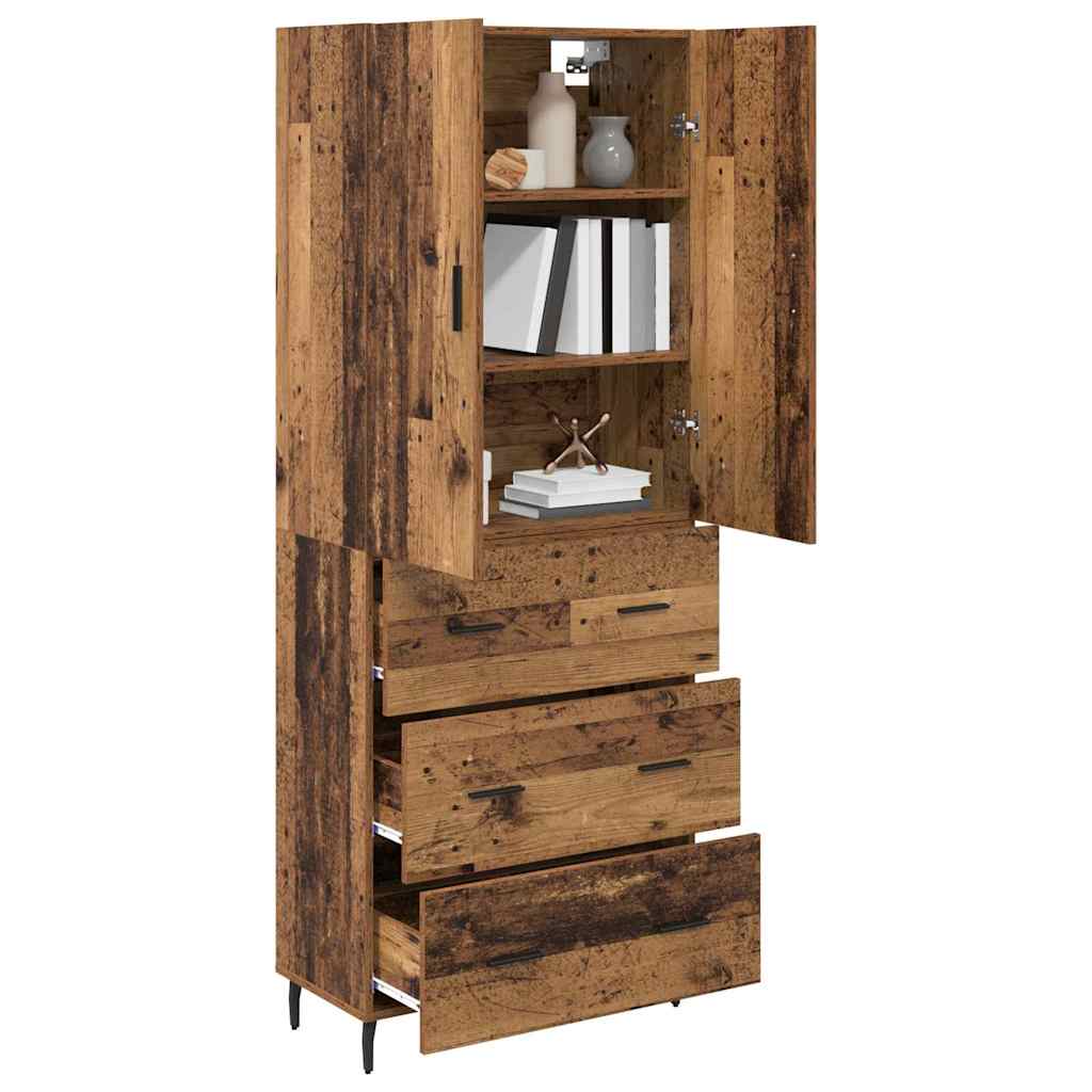 Hoge kast met lade 2 pcs Oud Hout Geengineerd Hout en Glas is nu te koop bij PeponiXL, paradijselijk wonen!