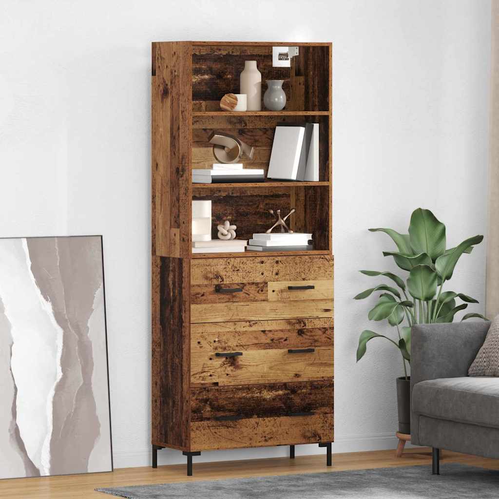 Hoge kast met lade Oudhout 69,5 x 34 x 180 cm Bewerkt hout is nu te koop bij PeponiXL, paradijselijk wonen!