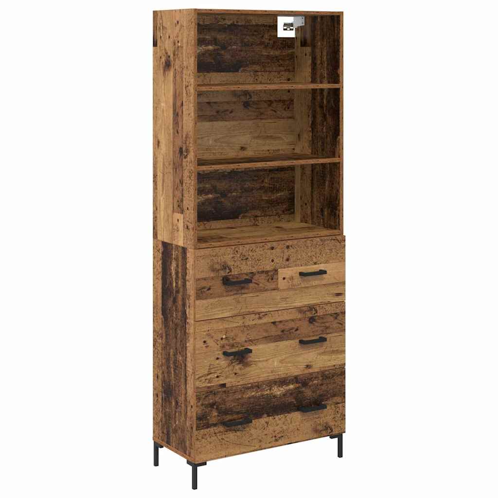 Hoge kast met lade Oudhout 69,5 x 34 x 180 cm Bewerkt hout is nu te koop bij PeponiXL, paradijselijk wonen!