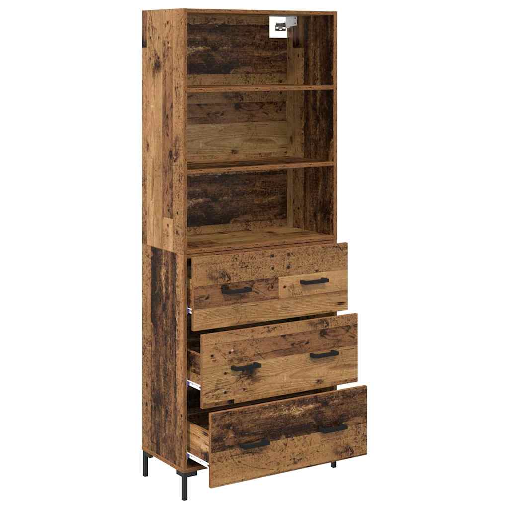 Hoge kast met lade Oudhout 69,5 x 34 x 180 cm Bewerkt hout is nu te koop bij PeponiXL, paradijselijk wonen!