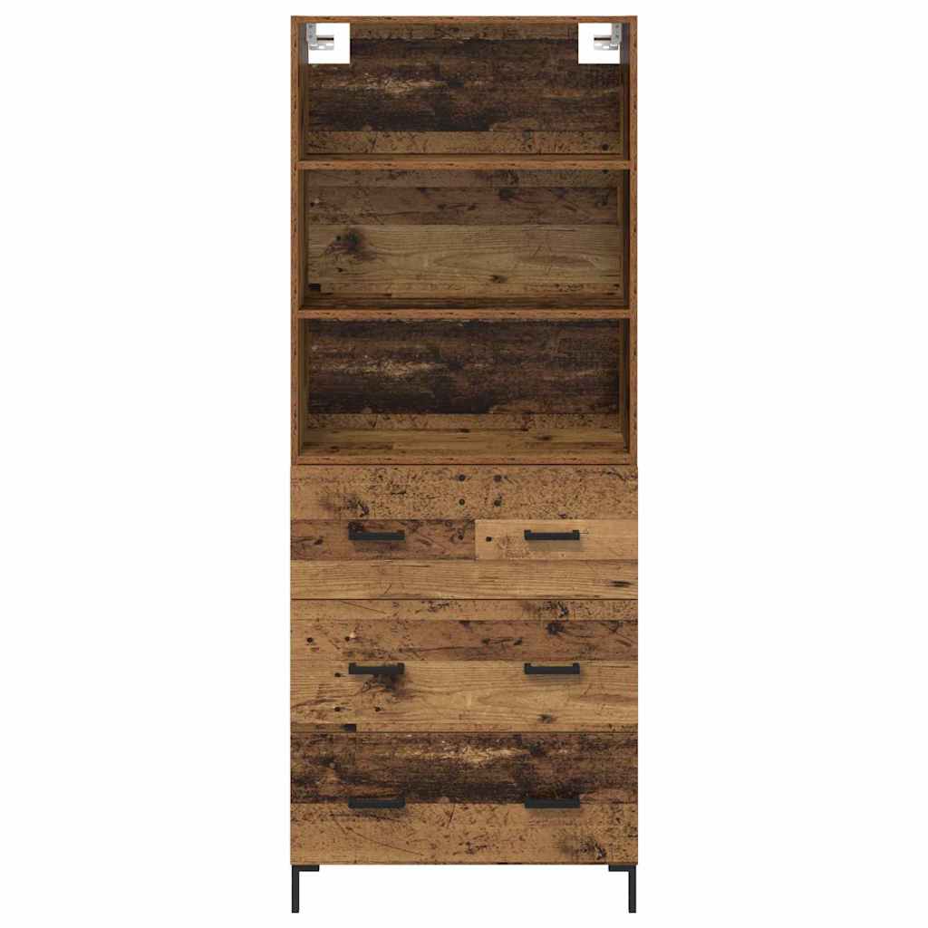 Hoge kast met lade Oudhout 69,5 x 34 x 180 cm Bewerkt hout is nu te koop bij PeponiXL, paradijselijk wonen!