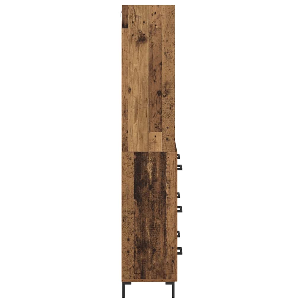 Hoge kast met lade Oudhout 69,5 x 34 x 180 cm Bewerkt hout is nu te koop bij PeponiXL, paradijselijk wonen!