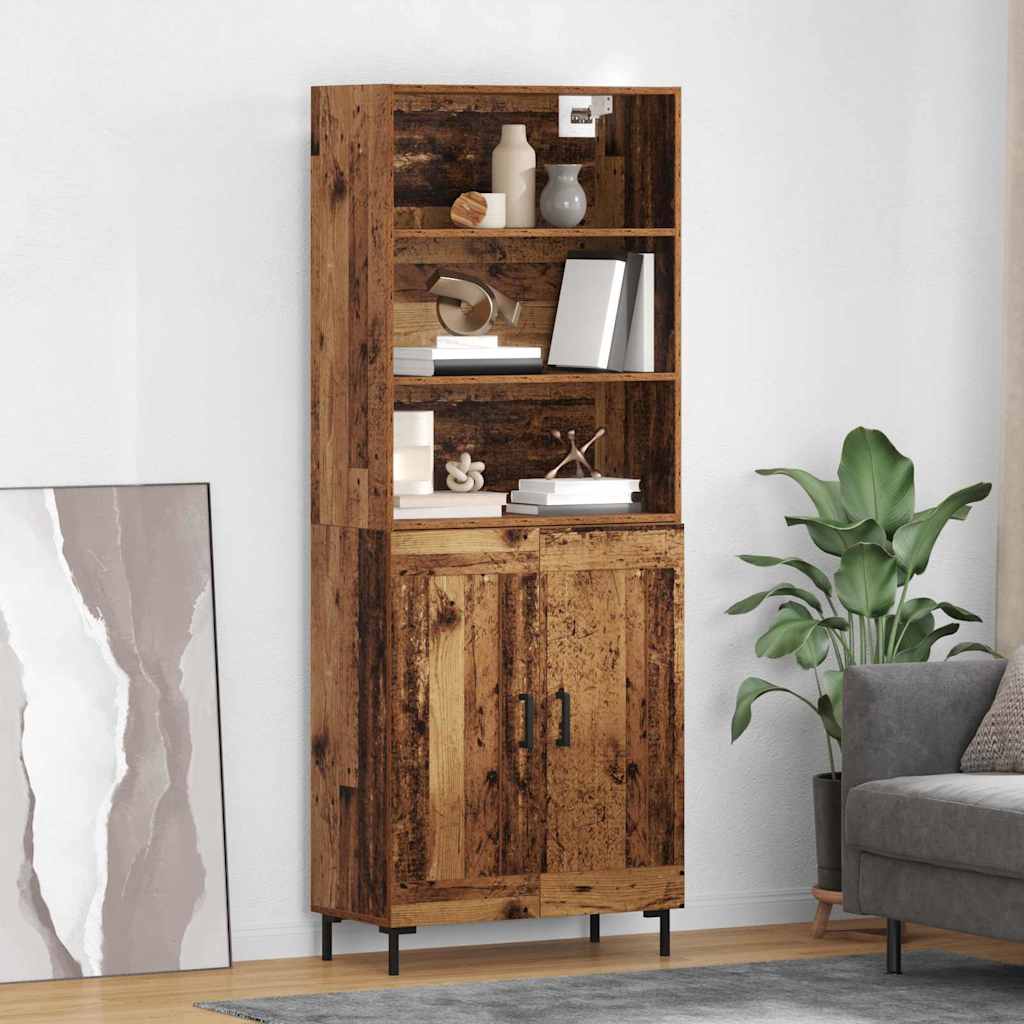 Hoge kast Oudhout 69,5 x 34 x 180 cm Bewerkt hout is nu te koop bij PeponiXL, paradijselijk wonen!