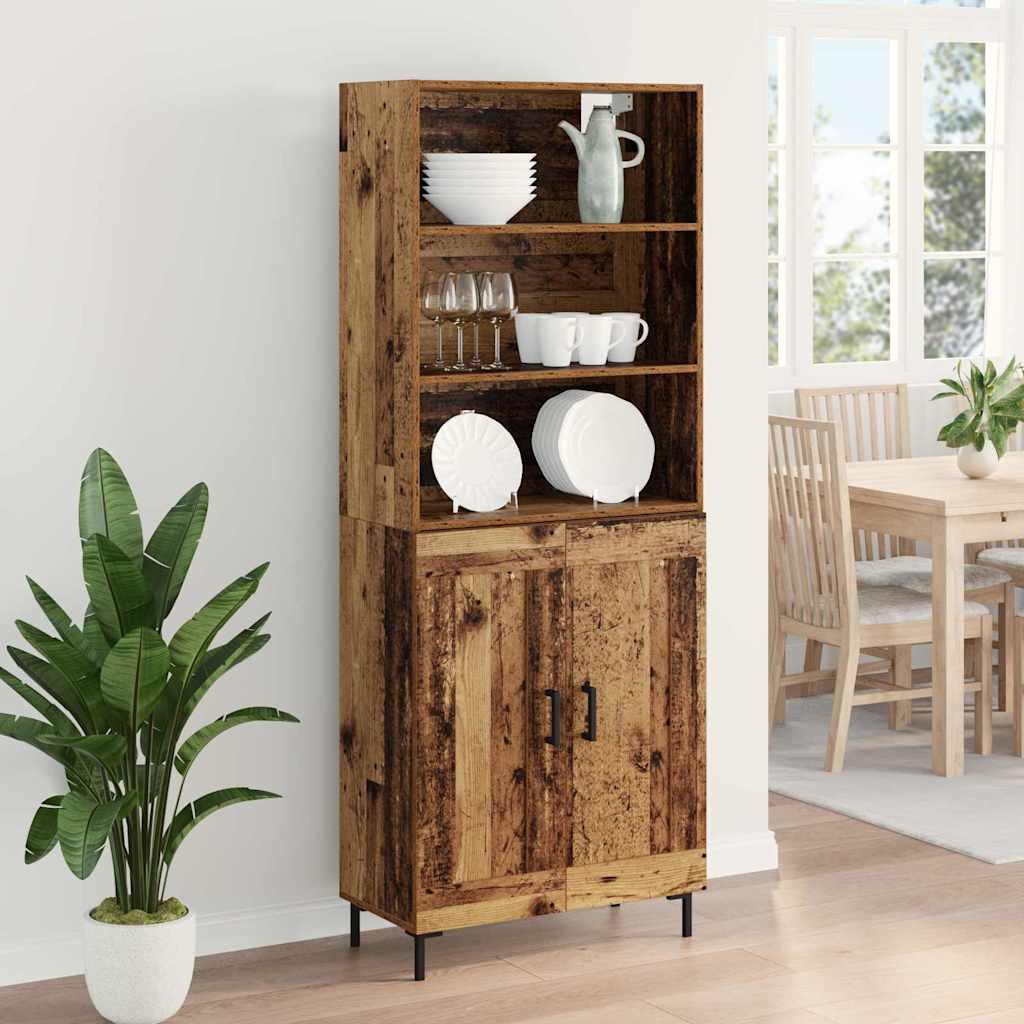Hoge kast Oudhout 69,5 x 34 x 180 cm Bewerkt hout is nu te koop bij PeponiXL, paradijselijk wonen!