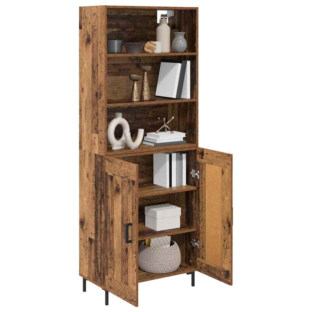 Hoge kast Oudhout 69,5 x 34 x 180 cm Bewerkt hout is nu te koop bij PeponiXL, paradijselijk wonen!