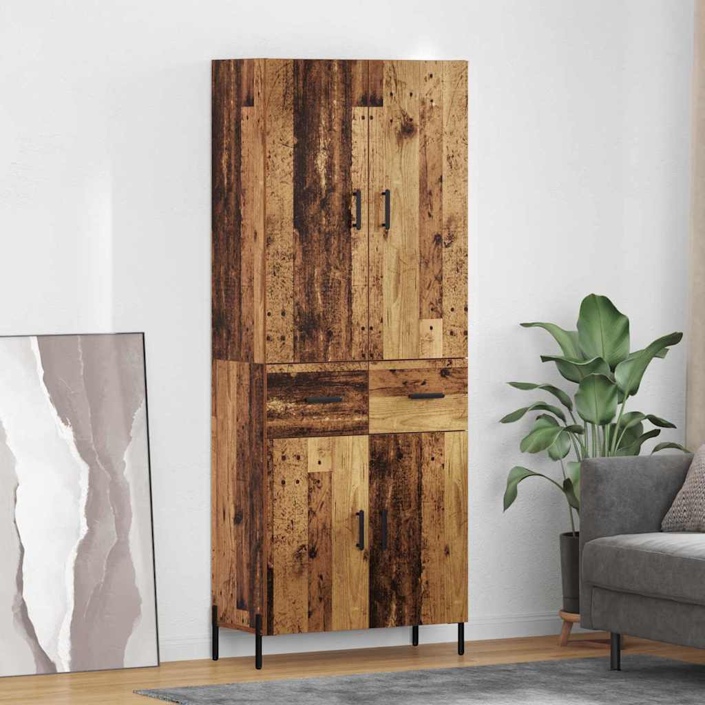 Highboard met lade Oud Hout 69,5 x 34 x 180 cm Bewerkt hout is nu te koop bij PeponiXL, paradijselijk wonen!