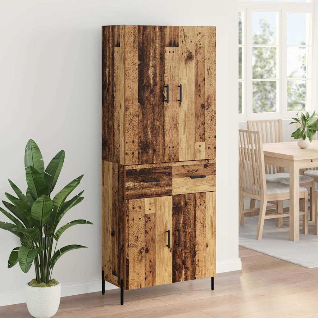 Highboard met lade Oud Hout 69,5 x 34 x 180 cm Bewerkt hout is nu te koop bij PeponiXL, paradijselijk wonen!