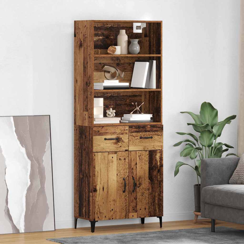 Hoge kast met lade Oud Hout 69,5 x 34 x 180 cm Bewerkt hout is nu te koop bij PeponiXL, paradijselijk wonen!