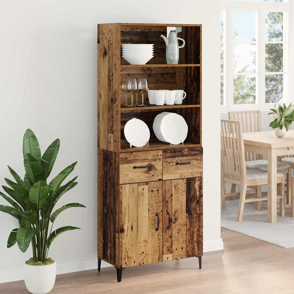 Hoge kast met lade Oud Hout 69,5 x 34 x 180 cm Bewerkt hout is nu te koop bij PeponiXL, paradijselijk wonen!
