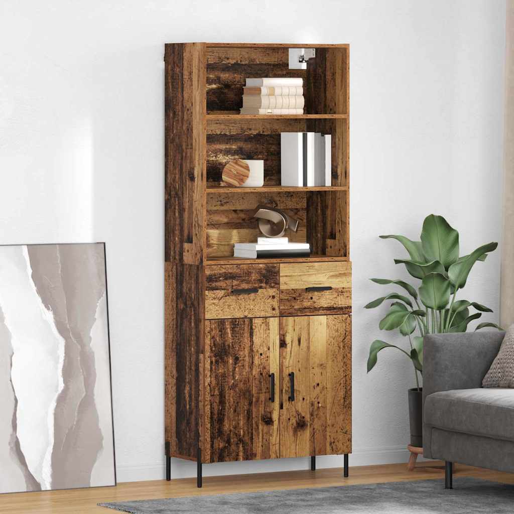 Hoge kast met lade Oud Hout 69,5 x 32,5 x 180 cm Bewerkt hout is nu te koop bij PeponiXL, paradijselijk wonen!