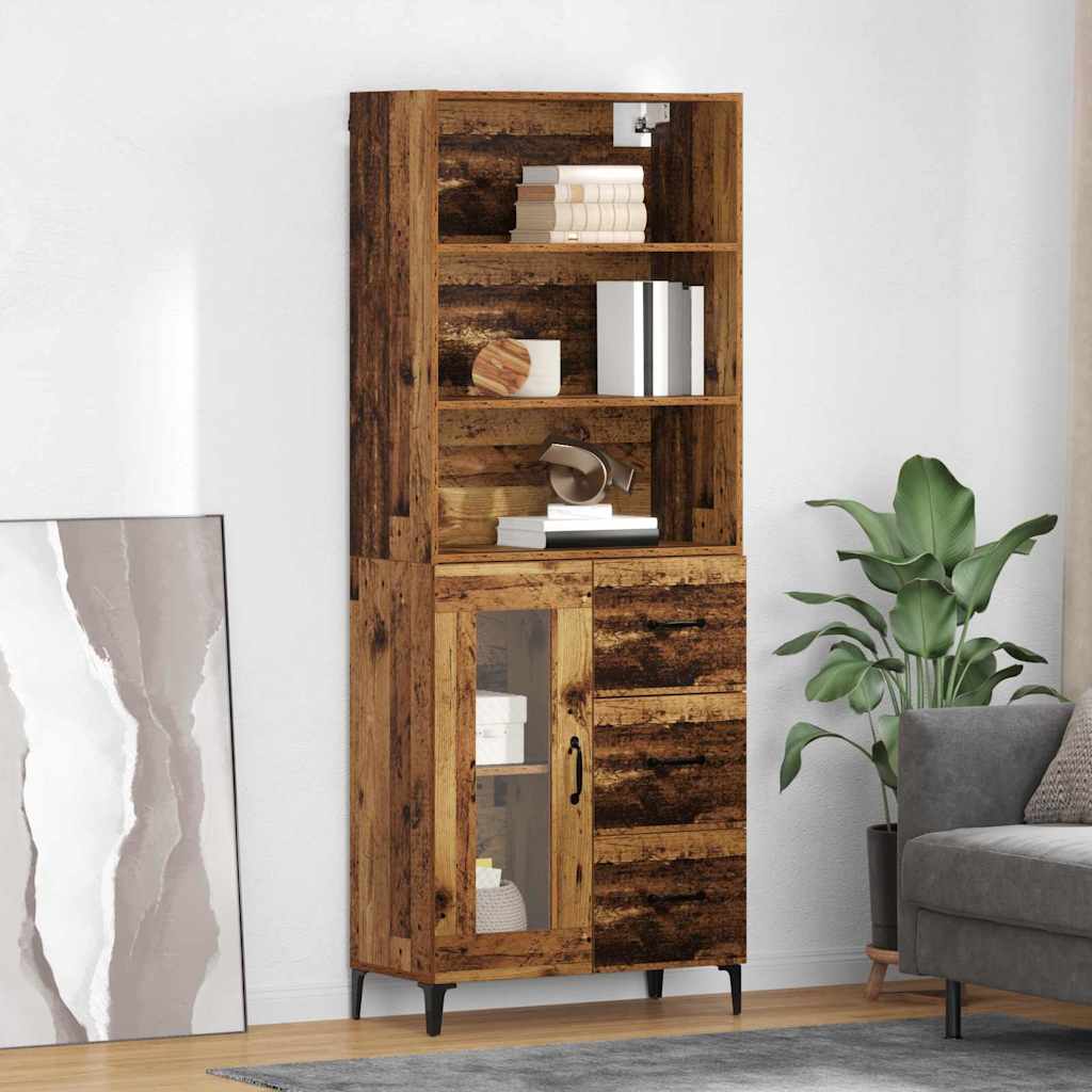 Hoge kast met lade Oud Hout 69,5 x 34 x 180 cm Bewerkt hout is nu te koop bij PeponiXL, paradijselijk wonen!