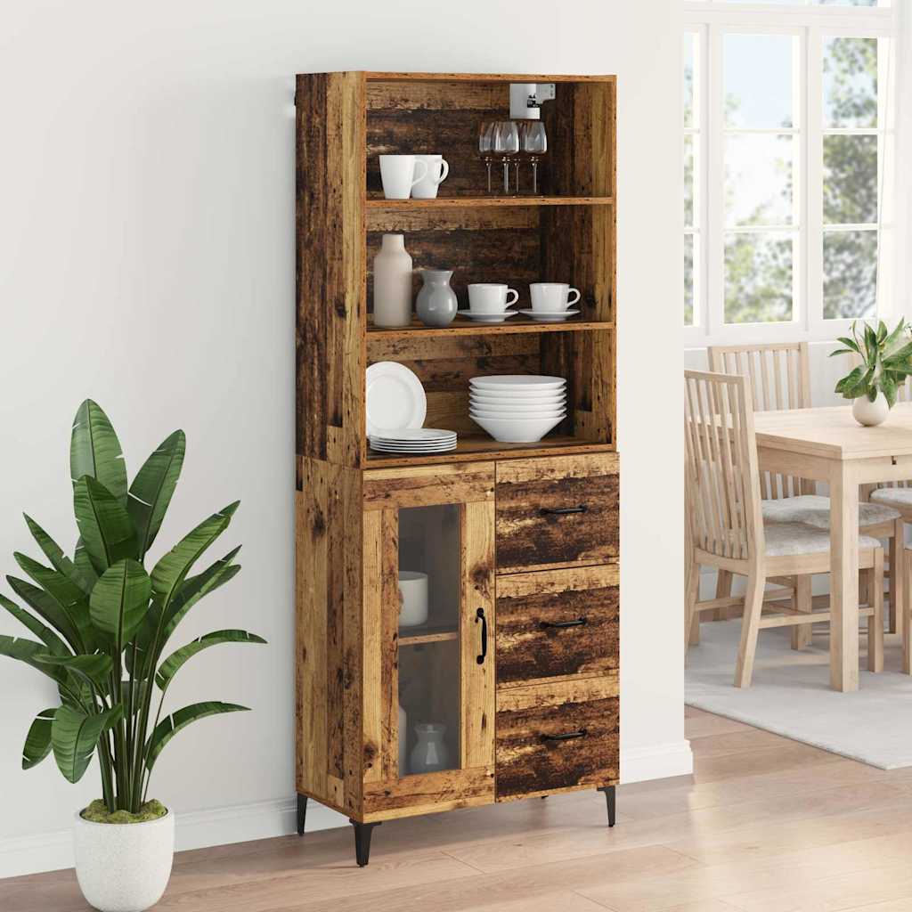 Hoge kast met lade Oud Hout 69,5 x 34 x 180 cm Bewerkt hout is nu te koop bij PeponiXL, paradijselijk wonen!