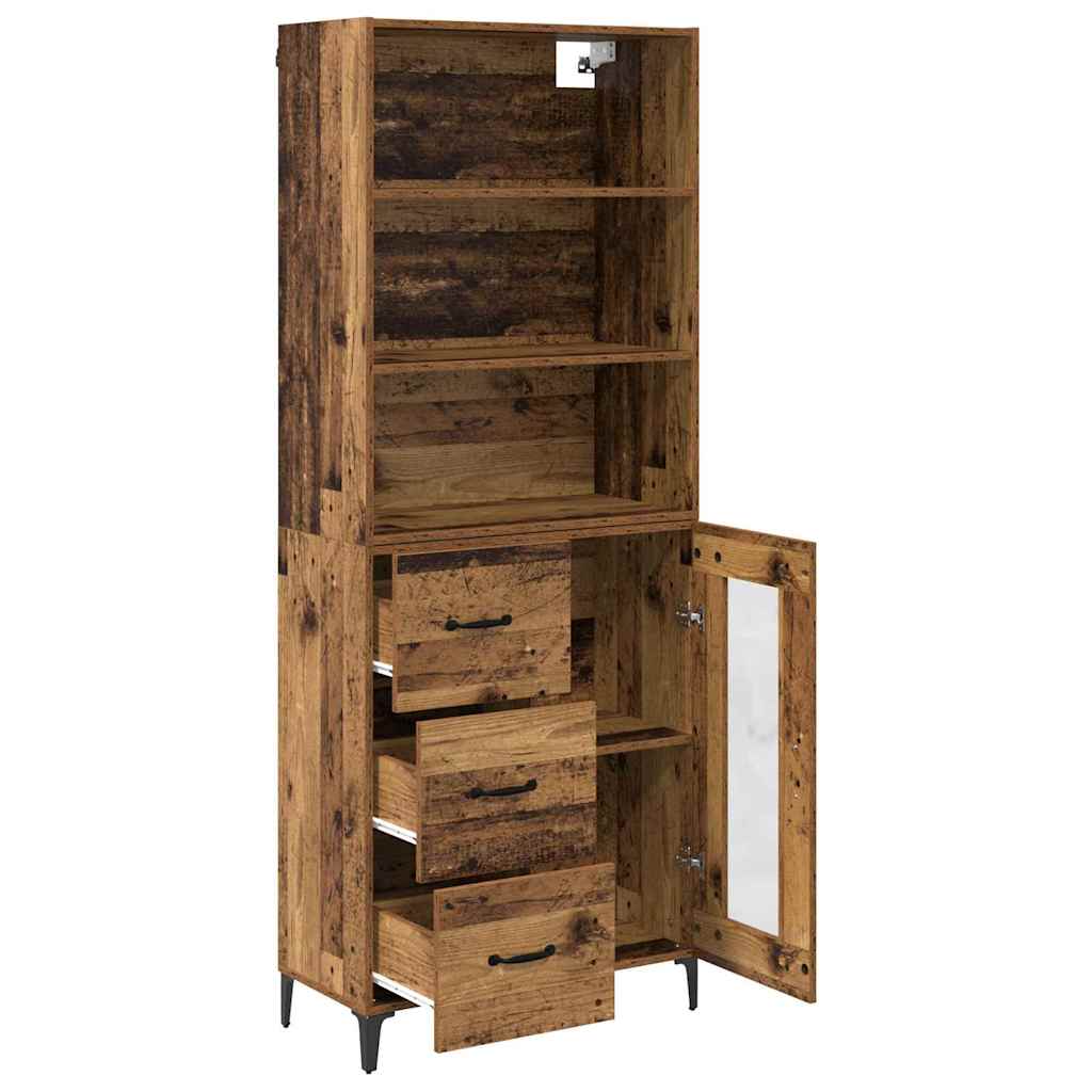 Hoge kast met lade Oud Hout 69,5 x 34 x 180 cm Bewerkt hout is nu te koop bij PeponiXL, paradijselijk wonen!