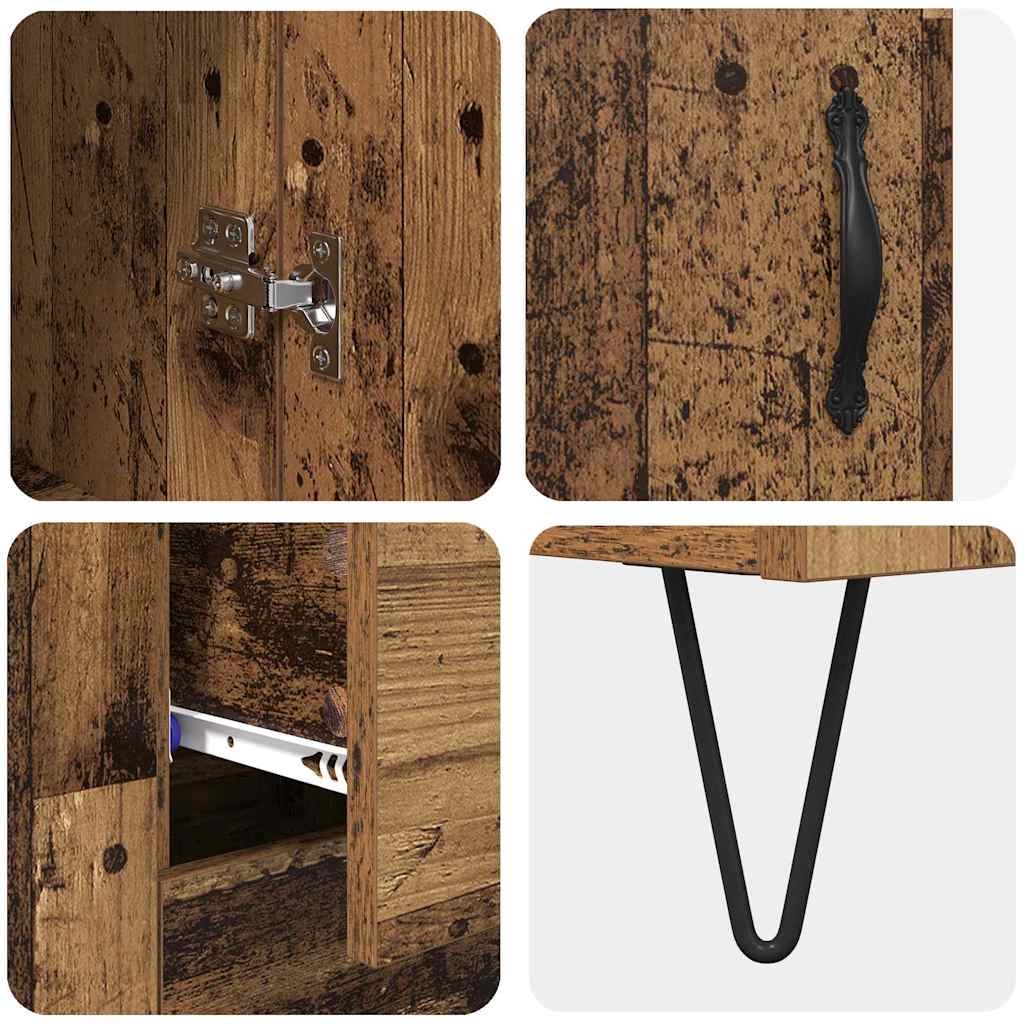 Hoge kast met lade 2 pcs Oudhout Bewerkt hout is nu te koop bij PeponiXL, paradijselijk wonen!