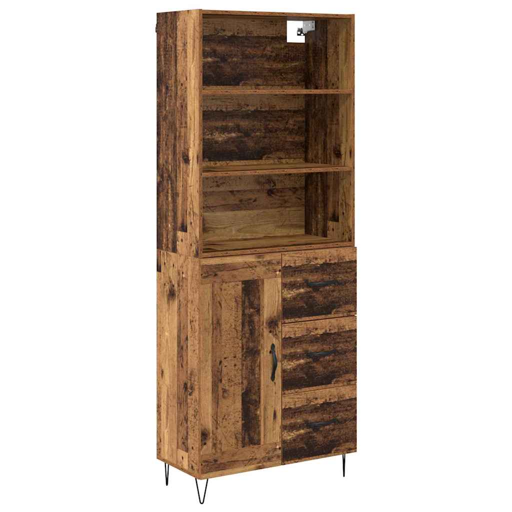 Hoge kast met lade 2 pcs Oudhout Bewerkt hout is nu te koop bij PeponiXL, paradijselijk wonen!