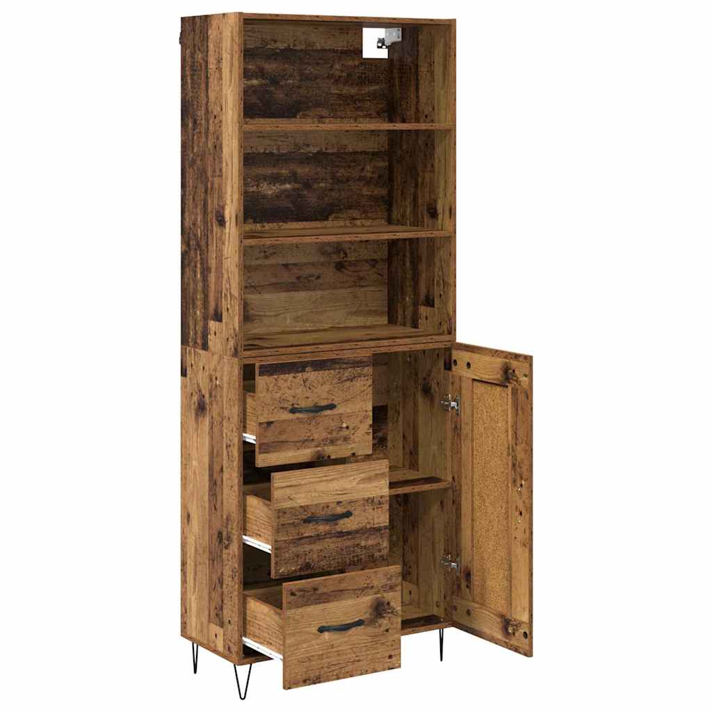 Hoge kast met lade 2 pcs Oudhout Bewerkt hout is nu te koop bij PeponiXL, paradijselijk wonen!