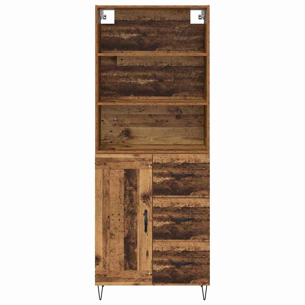 Hoge kast met lade 2 pcs Oudhout Bewerkt hout is nu te koop bij PeponiXL, paradijselijk wonen!