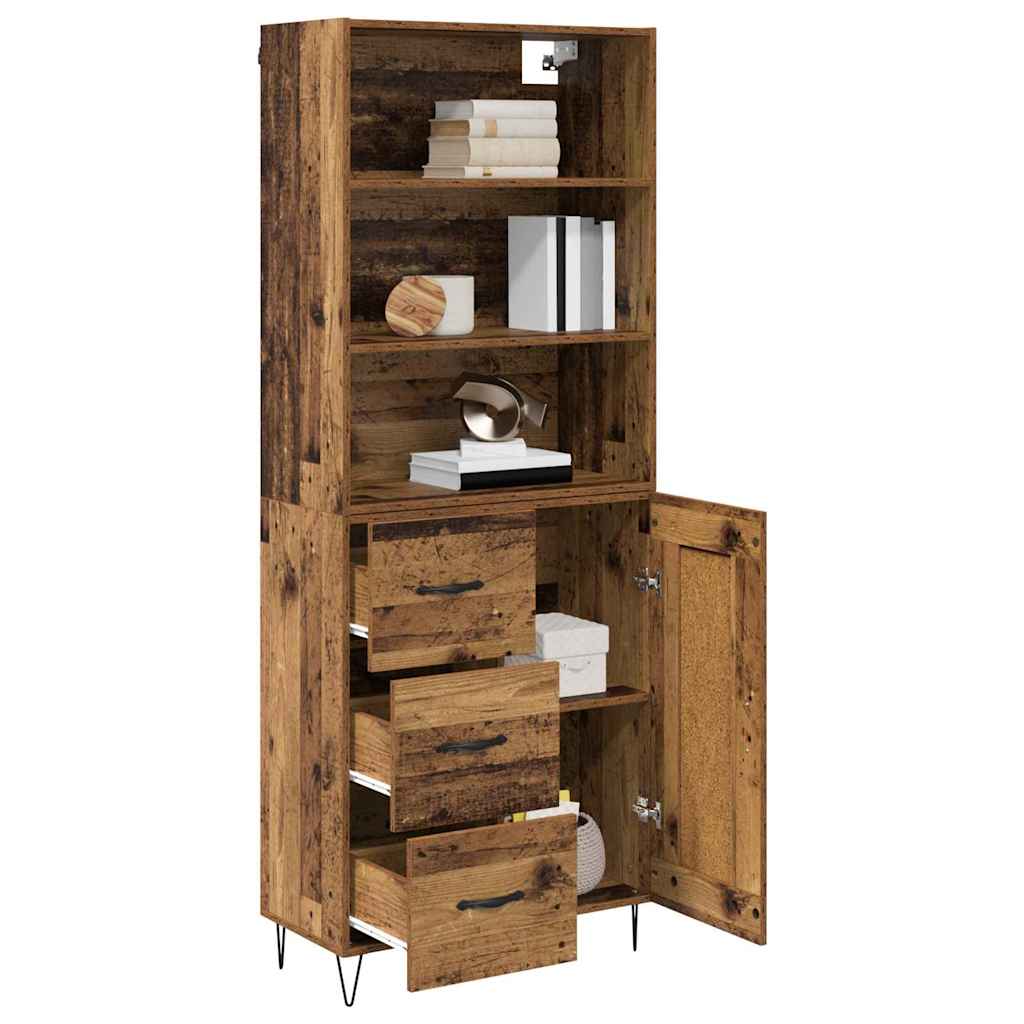 Hoge kast met lade 2 pcs Oudhout Bewerkt hout is nu te koop bij PeponiXL, paradijselijk wonen!