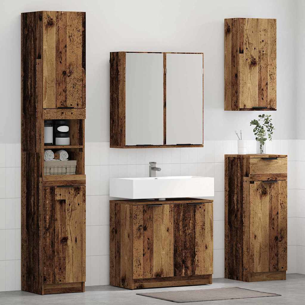 Badkamerkastenset met plank 3 pcs Oud Hout Bewerkt hout is nu te koop bij PeponiXL, paradijselijk wonen!