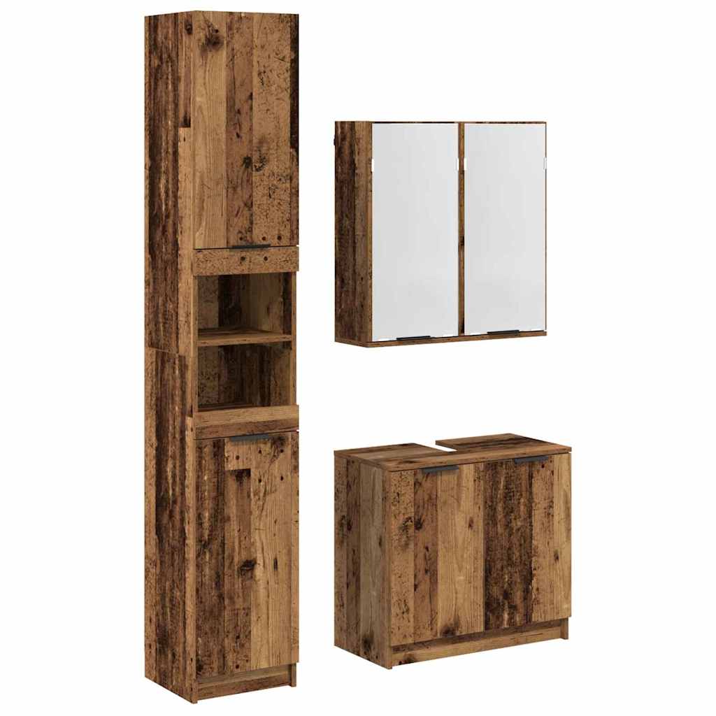Badkamerkastenset met plank 3 pcs Oud Hout Bewerkt hout is nu te koop bij PeponiXL, paradijselijk wonen!