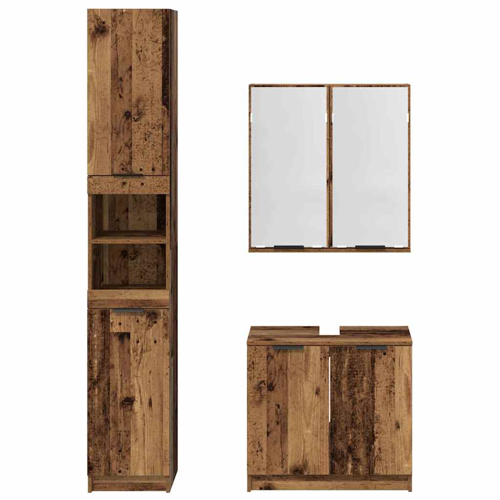 Badkamerkastenset met plank 3 pcs Oud Hout Bewerkt hout is nu te koop bij PeponiXL, paradijselijk wonen!