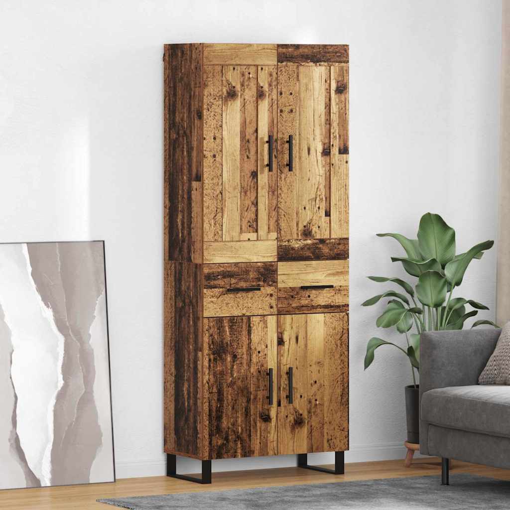 Hoge kast met lade Oudhout 69,5 x 34 x 180 cm Bewerkt hout is nu te koop bij PeponiXL, paradijselijk wonen!