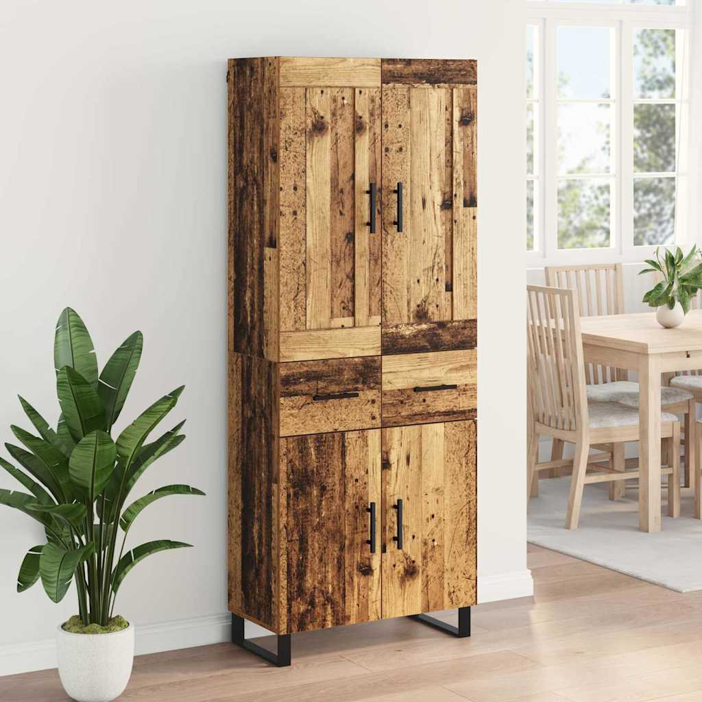 Hoge kast met lade Oudhout 69,5 x 34 x 180 cm Bewerkt hout is nu te koop bij PeponiXL, paradijselijk wonen!