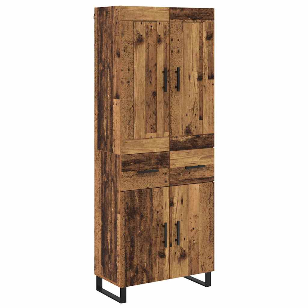Hoge kast met lade Oudhout 69,5 x 34 x 180 cm Bewerkt hout is nu te koop bij PeponiXL, paradijselijk wonen!