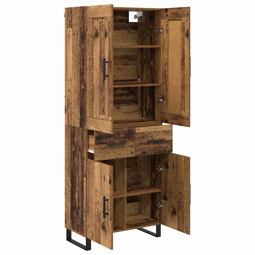Hoge kast met lade Oudhout 69,5 x 34 x 180 cm Bewerkt hout is nu te koop bij PeponiXL, paradijselijk wonen!
