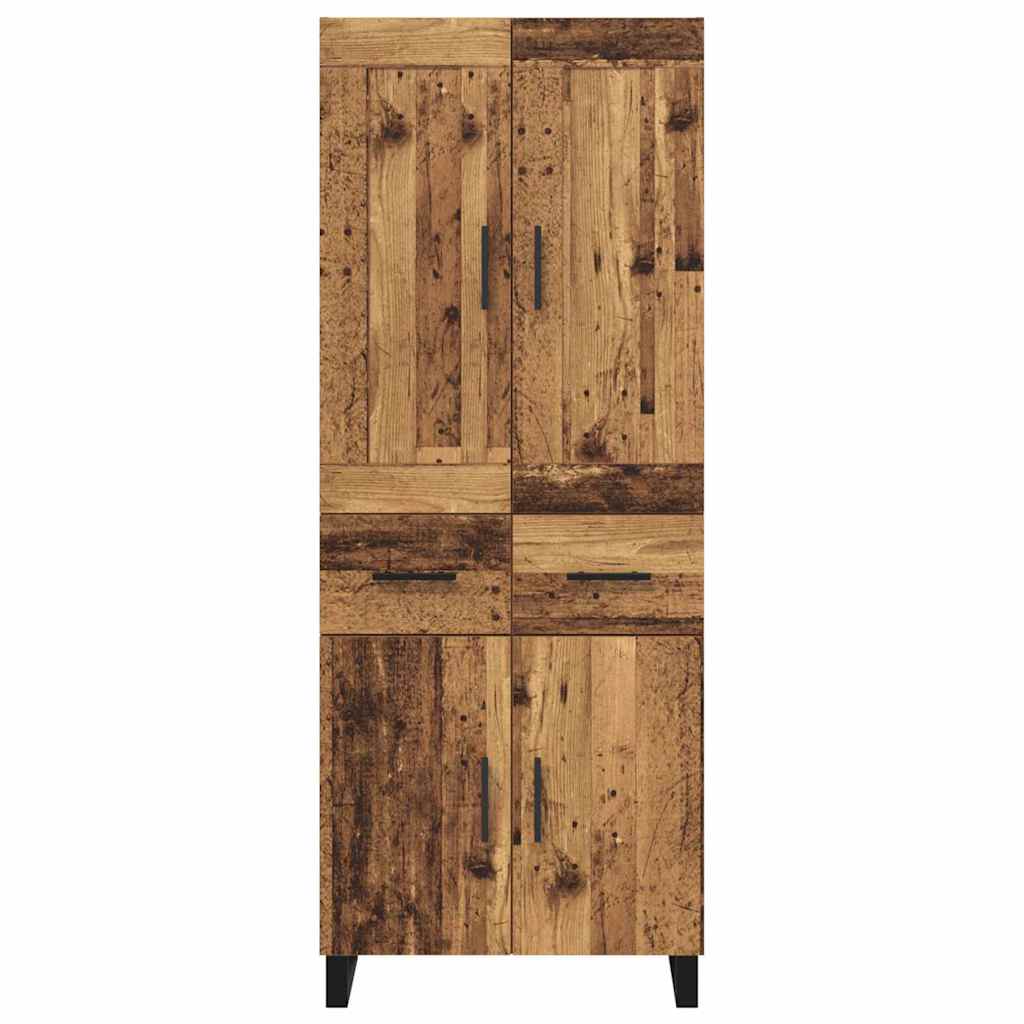 Hoge kast met lade Oudhout 69,5 x 34 x 180 cm Bewerkt hout is nu te koop bij PeponiXL, paradijselijk wonen!