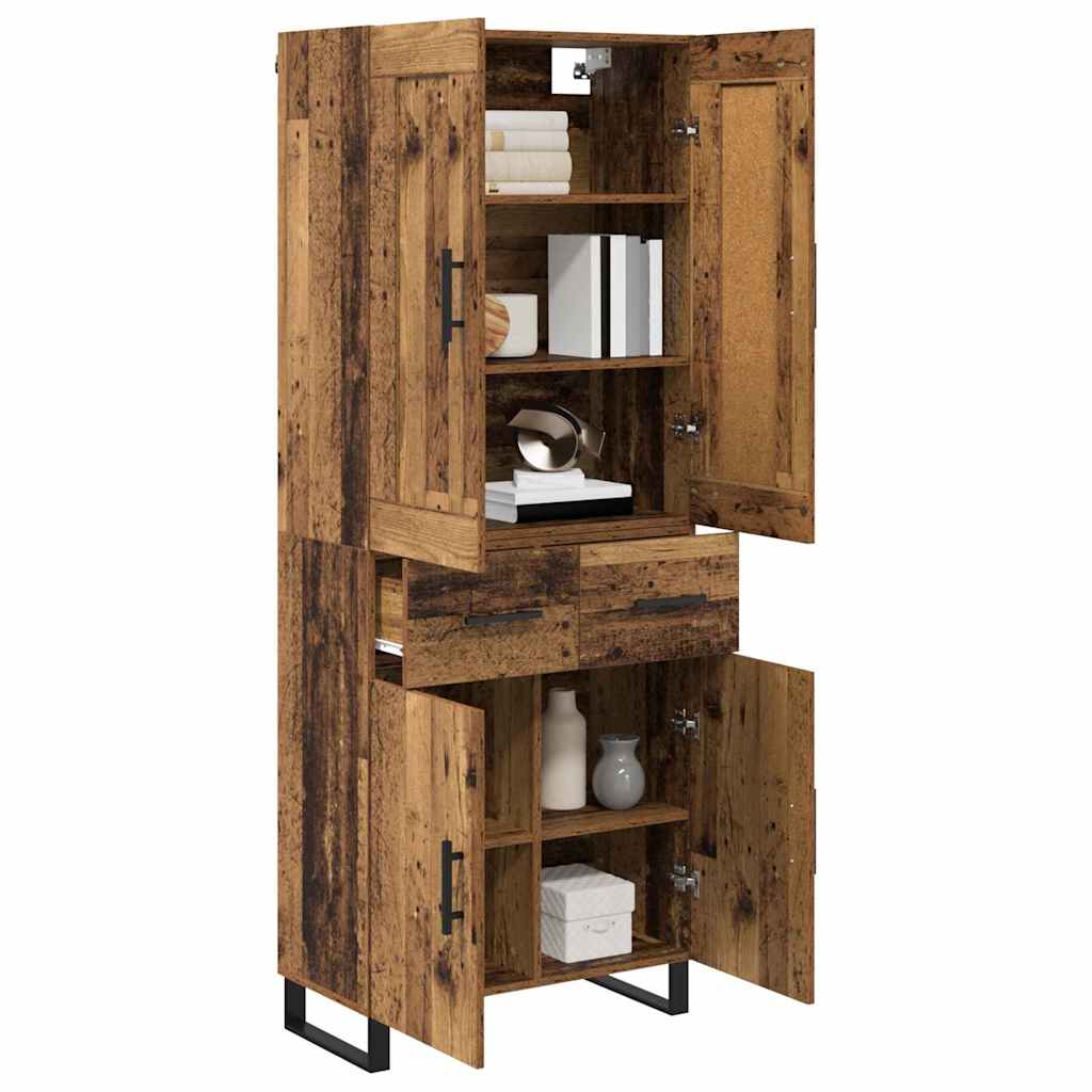 Hoge kast met lade Oudhout 69,5 x 34 x 180 cm Bewerkt hout is nu te koop bij PeponiXL, paradijselijk wonen!